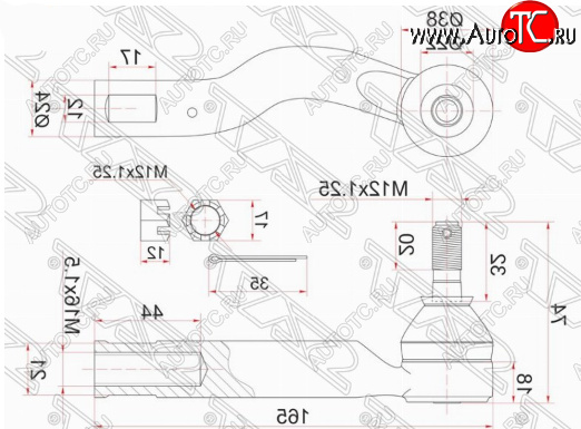 729 р. Правый наконечник рулевой тяги SAT Toyota Ipsum ACM20 дорестайлинг (2001-2003)  с доставкой в г. Чебоксары