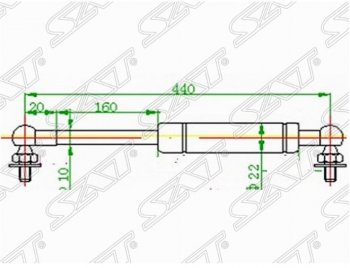 Газовый упор капота SAT Toyota Land Cruiser  10 100 (1998-2007) дорестайлинг, 1-ый рестайлинг, 2-ой рестайлинг