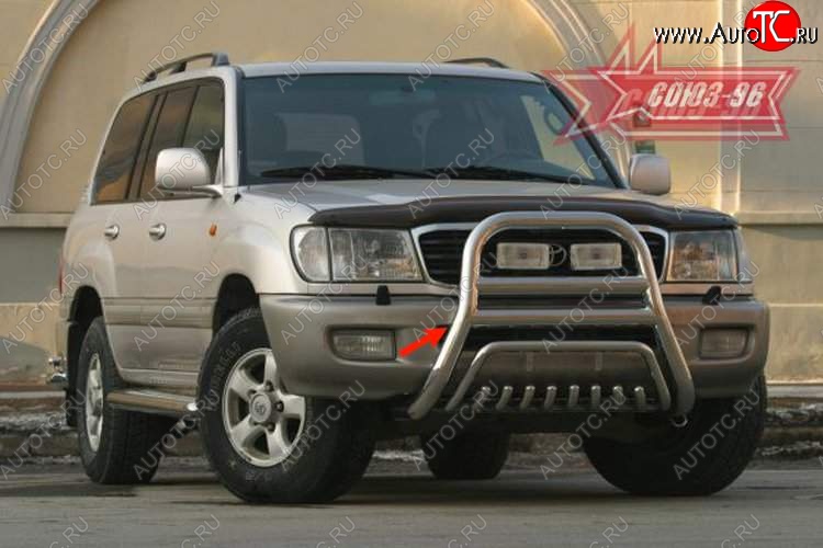 26 819 р. Защита переднего бампера Souz-96 (d76 и 51) Toyota Land Cruiser 10 100 1-ый рестайлинг (2002-2005)  с доставкой в г. Чебоксары