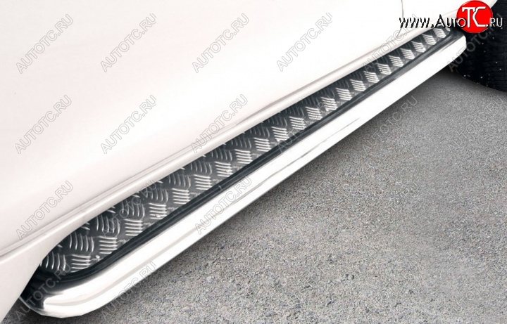 21 449 р. Защита порогов d76 с листом Slitkoff (усиленная)  Toyota Land Cruiser Prado  J150 (2017-2020) 2-ой рестайлинг (Цвет: нержавеющая полированная сталь)  с доставкой в г. Чебоксары