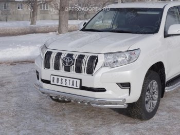 27 999 р. Защита переднего бампера (Ø63 мм c зубами Ø42, нержавейка) SLITKOFF  Toyota Land Cruiser Prado  J150 (2017-2020) 2-ой рестайлинг  с доставкой в г. Чебоксары. Увеличить фотографию 2