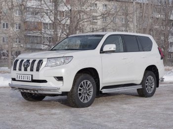 27 999 р. Защита переднего бампера (Ø63 мм c зубами Ø42, нержавейка) SLITKOFF  Toyota Land Cruiser Prado  J150 (2017-2020) 2-ой рестайлинг  с доставкой в г. Чебоксары. Увеличить фотографию 4