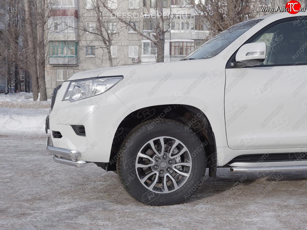 27 999 р. Защита переднего бампера (Ø63 мм c зубами Ø42, нержавейка) SLITKOFF  Toyota Land Cruiser Prado  J150 (2017-2020) 2-ой рестайлинг  с доставкой в г. Чебоксары
