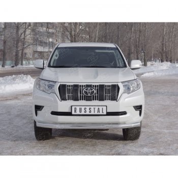 18 999 р. Одинарная защита переднего бампера диаметром 76 мм  Toyota Land Cruiser Prado  J150 (2017-2020) 2-ой рестайлинг  с доставкой в г. Чебоксары. Увеличить фотографию 2