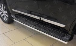 Защита порогов из круглой трубы диаметром 42 мм SLITKOFF Toyota Land Cruiser  200 (2015-2021) 2-ой рестайлинг