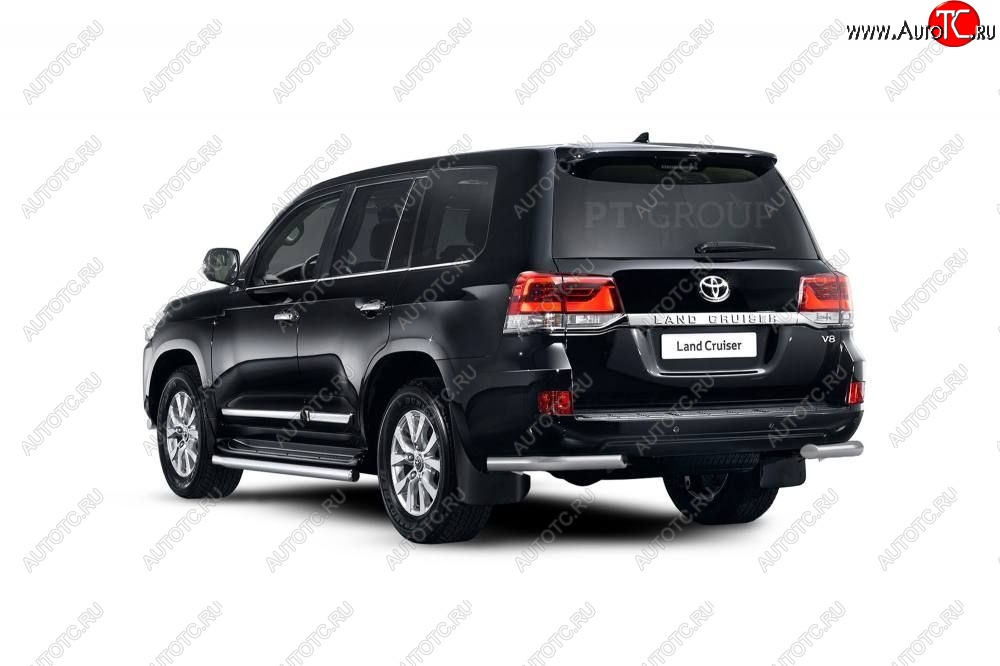 19 499 р. Защита заднего бампера Petroil Tuning (уголки, d63)  Toyota Land Cruiser  200 (2015-2021) 2-ой рестайлинг (Нержавеющая полированная сталь)  с доставкой в г. Чебоксары