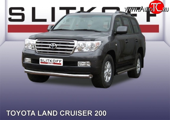 14 099 р. Одинарная защита переднего бампера из трубы диаметром 76 мм Slitkoff  Toyota Land Cruiser  200 (2007-2012) дорестайлинг (Цвет: нержавеющая полированная сталь)  с доставкой в г. Чебоксары