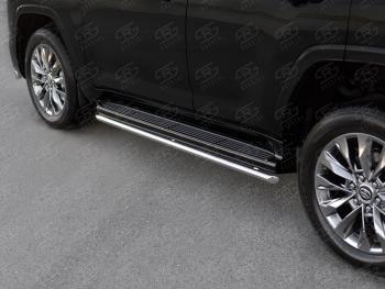 14 999 р. Защита порогов (Ø42 мм, 70TH ANNIVERSARY) SLITKOFF  Toyota Land Cruiser  J300 (2021-2025) дорестайлинг (полированная нержавейка)  с доставкой в г. Чебоксары. Увеличить фотографию 2