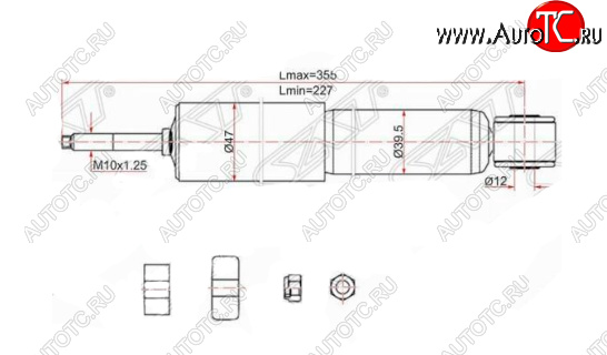 1 599 р. Амортизатор передний SAT  Toyota LiteAce  Noah (1996-2001)  с доставкой в г. Чебоксары