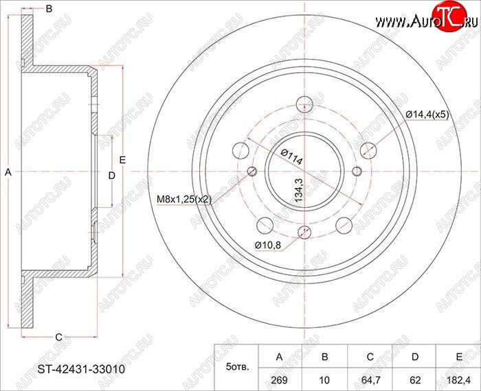 1 759 р. Диск тормозной SAT (задний, d 281)  Toyota Mark X  X120 - RAV4 ( XA305,  XA40)  с доставкой в г. Чебоксары