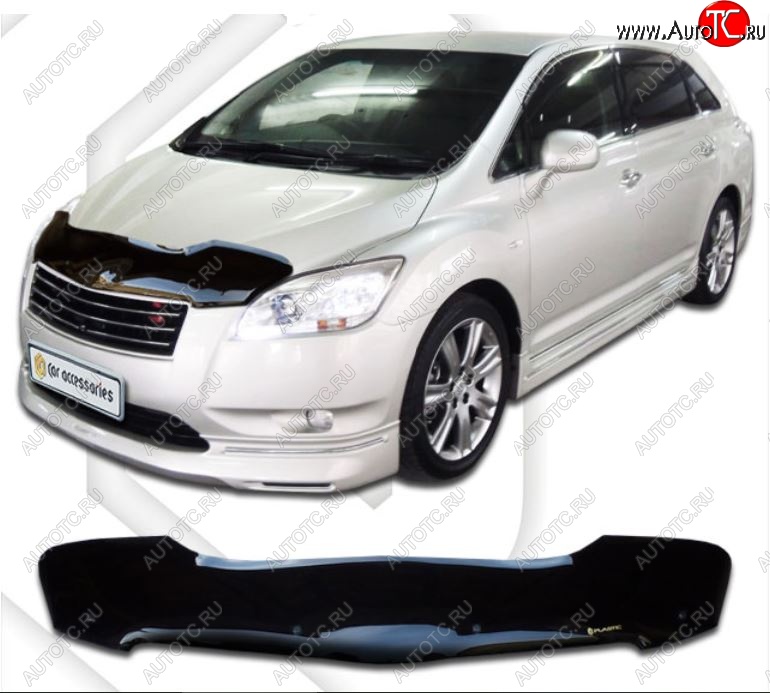 2 299 р. Дефлектор капота CA-Plastiс Toyota Mark X ZIO NA10 дорестайлинг (2007-2011) (Classic черный, Без надписи)  с доставкой в г. Чебоксары
