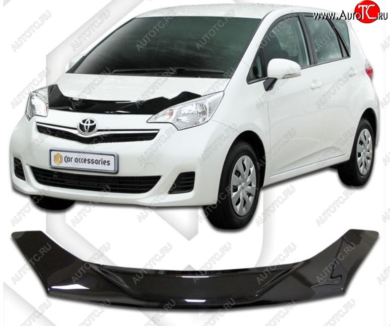 2 199 р. Дефлектор капота CA-Plastiс Toyota Ractis (2010-2016) (Classic черный, Без надписи)  с доставкой в г. Чебоксары