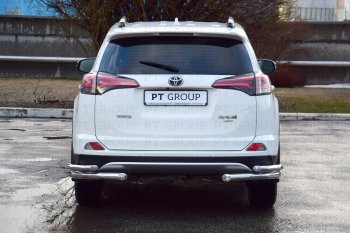 16 799 р. Защита заднего бампера Petroil Tuning (уголки двойные, d63/51)  Toyota RAV4  XA40 (2015-2019) 5 дв. рестайлинг (Нержавеющая полированная сталь)  с доставкой в г. Чебоксары. Увеличить фотографию 2