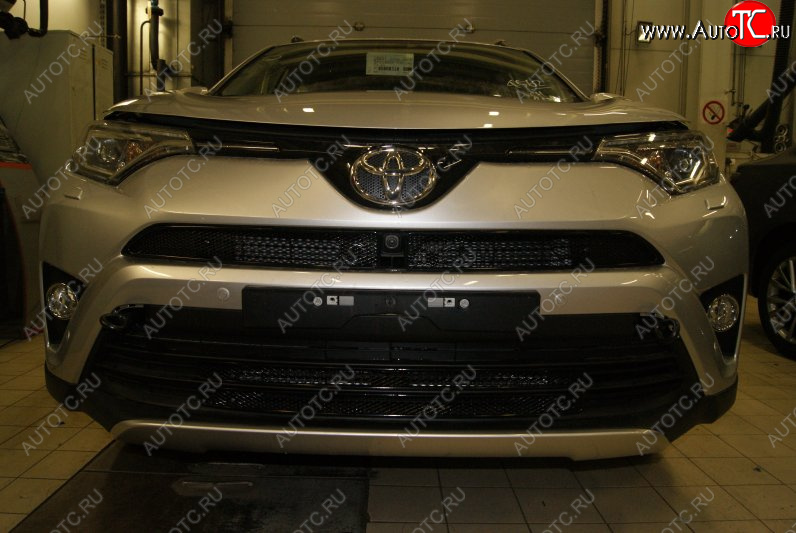 1 199 р. Сетка на бампер внешняя Arbori для автомобилей с камерой  Toyota RAV4  XA40 (2015-2019) 5 дв. рестайлинг (Черная 15 мм)  с доставкой в г. Чебоксары