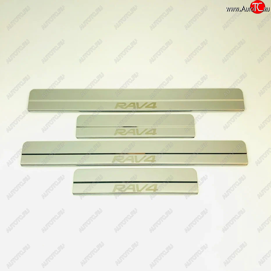 2 199 р. Накладки порожков салона INOX Toyota RAV4 XA40 5 дв. дорестайлинг (2012-2015) (Нержавеющая сталь)  с доставкой в г. Чебоксары