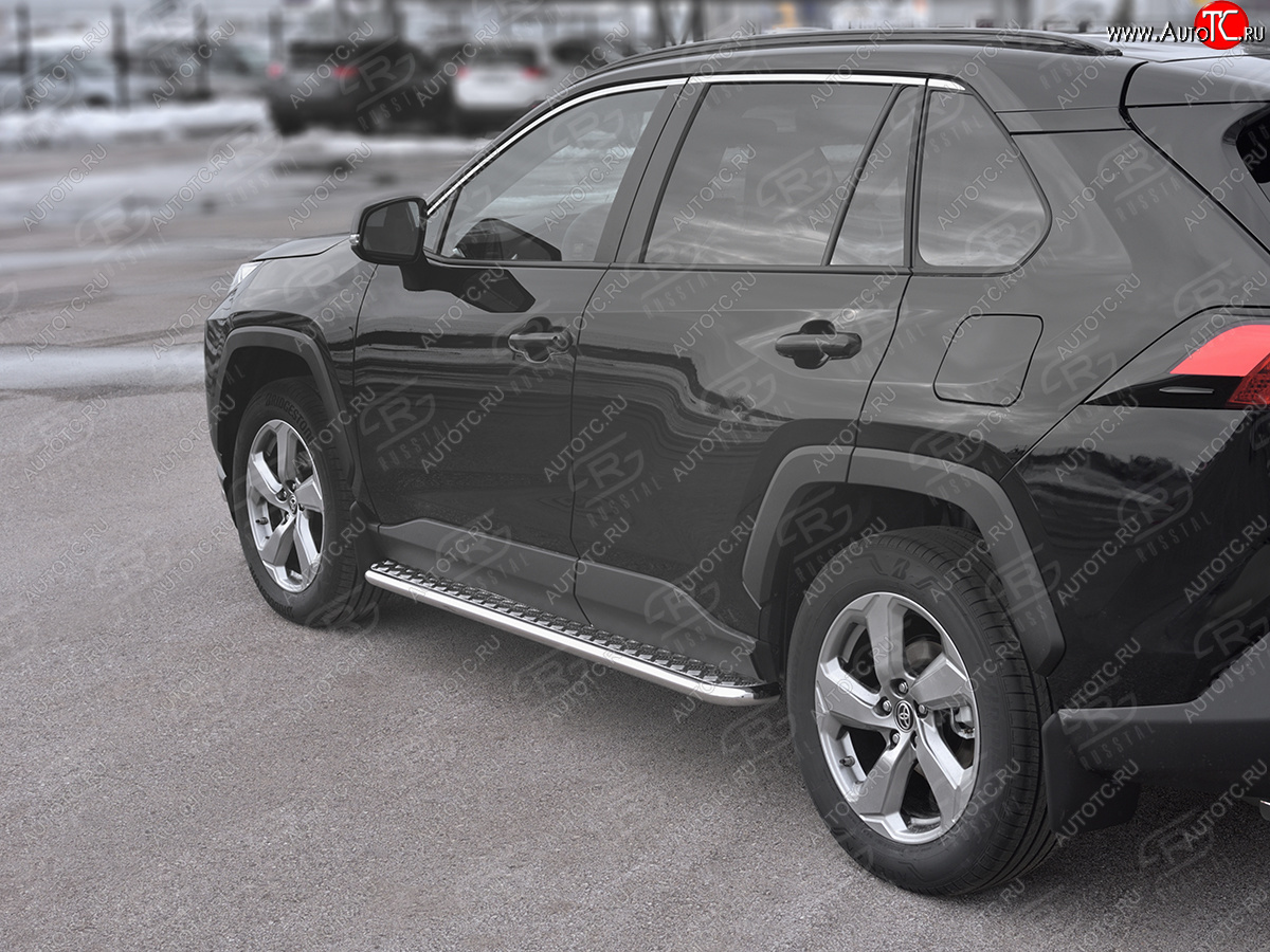 24 649 р. Пороги SLITKOFF d42 с листом  Toyota RAV4  XA50 (2018-2025) 5 дв. дорестайлинг (лист алюминий, труба нержавейка)  с доставкой в г. Чебоксары