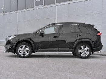 24 649 р. Пороги SLITKOFF d42 с листом  Toyota RAV4  XA50 (2018-2025) 5 дв. дорестайлинг (лист алюминий, труба нержавейка)  с доставкой в г. Чебоксары. Увеличить фотографию 3