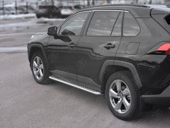 22 999 р. Пороги SLITKOFF d42 с листом  Toyota RAV4  XA50 (2018-2025) 5 дв. дорестайлинг (лист алюминий, труба сталь)  с доставкой в г. Чебоксары. Увеличить фотографию 2