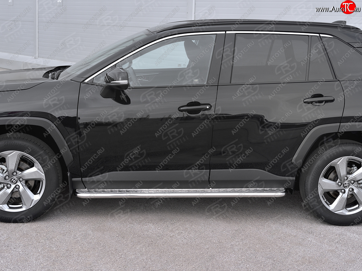 22 999 р. Пороги SLITKOFF d42 с листом  Toyota RAV4  XA50 (2018-2025) 5 дв. дорестайлинг (лист алюминий, труба сталь)  с доставкой в г. Чебоксары