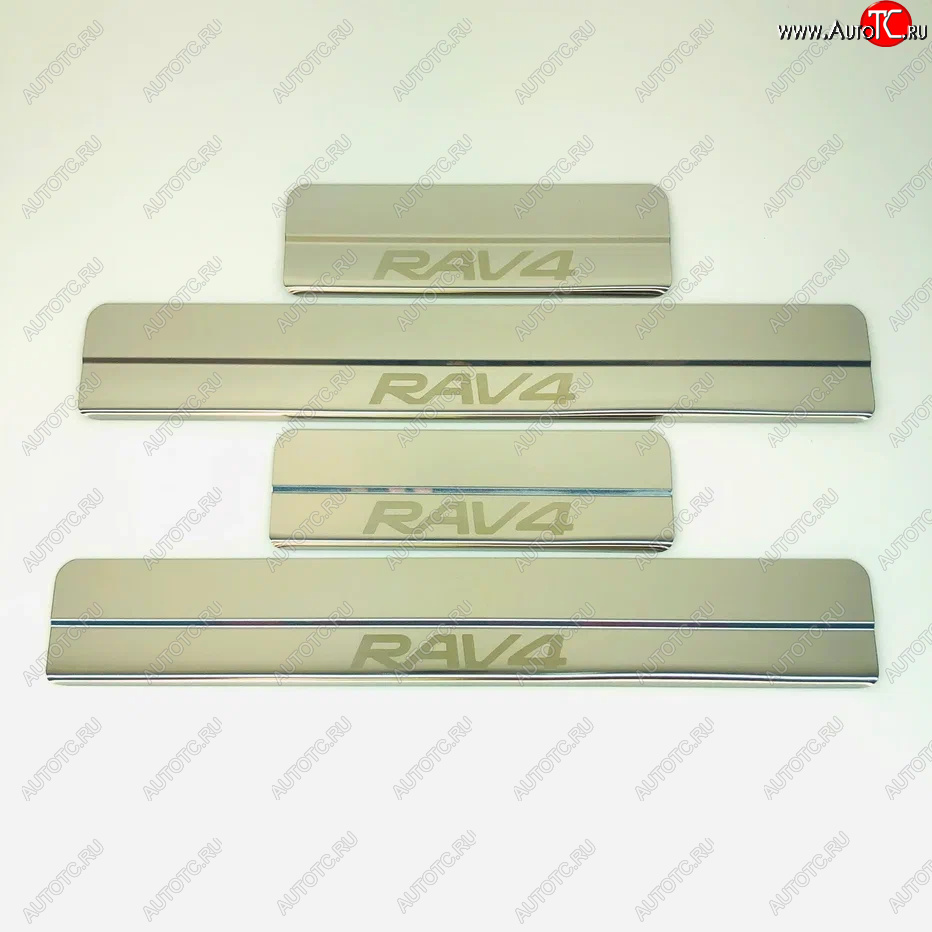 2 199 р. Накладки порожков салона INOX Toyota RAV4 XA50 5 дв. дорестайлинг (2018-2025) (Нержавеющая сталь)  с доставкой в г. Чебоксары