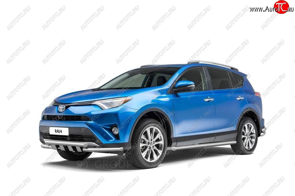 23 399 р. Защита порогов из трубы Ø63 Petroil Tuning Toyota RAV4 XA40 5 дв. рестайлинг (2015-2019) (Нержавеющая полированная сталь)  с доставкой в г. Чебоксары