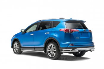 23 399 р. Защита порогов из трубы Ø63 Petroil Tuning Toyota RAV4 XA40 5 дв. рестайлинг (2015-2019) (Нержавеющая полированная сталь)  с доставкой в г. Чебоксары. Увеличить фотографию 2