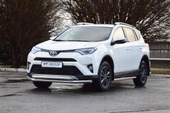 23 399 р. Защита порогов из трубы Ø63 Petroil Tuning Toyota RAV4 XA40 5 дв. рестайлинг (2015-2019) (Нержавеющая полированная сталь)  с доставкой в г. Чебоксары. Увеличить фотографию 4