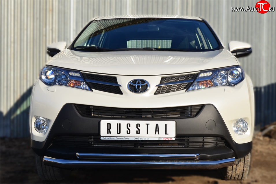 17 799 р. Защита переднего бампера (2 трубыØ63 и 42 мм, нержавейка) SLITKOFF  Toyota RAV4  XA40 (2012-2015) 5 дв. дорестайлинг  с доставкой в г. Чебоксары