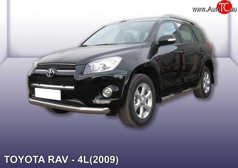 11 999 р. Одинарная защита переднего бампера диаметром 76 мм Slitkoff  Toyota RAV4  XA30 (2009-2010) 5 дв. удлиненный 1-ый рестайлинг (Цвет: нержавеющая полированная сталь)  с доставкой в г. Чебоксары