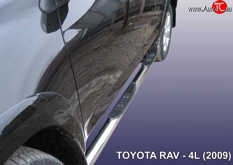 17 649 р. Защита порогов из трубы d76 мм с пластиковыми вставками для ног Slitkoff  Toyota RAV4  XA30 (2003-2010) 5 дв. удлиненный дорестайлинг, 5 дв. удлиненный 1-ый рестайлинг (Цвет: нержавеющая полированная сталь)  с доставкой в г. Чебоксары