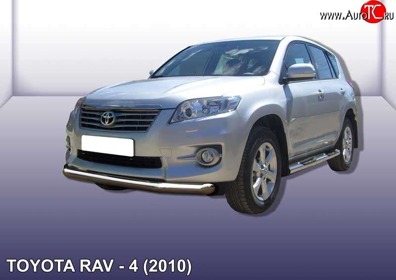 11 999 р. Одинарная защита переднего бампера диаметром 76 мм Slitkoff  Toyota RAV4  XA30 (2010-2013) 5 дв. 2-ой рестайлинг (Цвет: нержавеющая полированная сталь)  с доставкой в г. Чебоксары