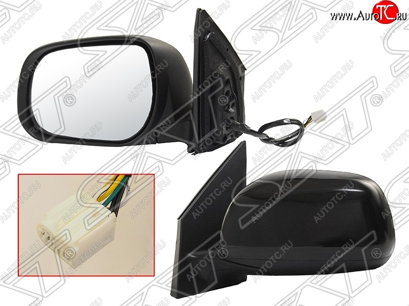 5 399 р. Боковое левое зеркало заднего вида (регулировка складное/обогрев) SAT  Toyota RAV4 ( XA305,  XA30) (2005-2013) 5 дв. дорестайлинг, 5 дв. 1-ый рестайлинг, 5 дв. 2-ой рестайлинг (Неокрашенное)  с доставкой в г. Чебоксары