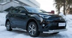 17 549 р. Защита переднего бампера (2 трубыØ42 мм, нержавейка) SLITKOFF  Toyota RAV4  XA40 (2015-2019) 5 дв. рестайлинг  с доставкой в г. Чебоксары. Увеличить фотографию 4