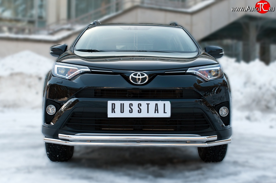 17 549 р. Защита переднего бампера (2 трубыØ42 мм, нержавейка) SLITKOFF  Toyota RAV4  XA40 (2015-2019) 5 дв. рестайлинг  с доставкой в г. Чебоксары