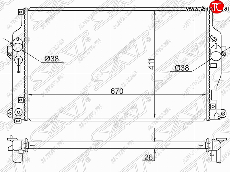 7 199 р. Радиатор двигателя SAT Toyota RAV4 XA40 5 дв. дорестайлинг (2012-2015)  с доставкой в г. Чебоксары