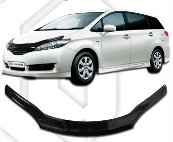 2 299 р. Дефлектор капота CA-Plastic Toyota Wish XE20 рестайлинг (2012-2017) (серия Classic черный, Без надписи)  с доставкой в г. Чебоксары. Увеличить фотографию 2