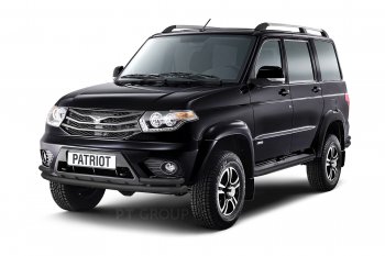 10 999 р. Порожки для ног из трубы Ø51 с алюминиевой площадкой Petroil Tuning Уаз Патриот 3163 5-дв. 1-ый рестайлинг (2014-2016) (Черный (Шагрень))  с доставкой в г. Чебоксары. Увеличить фотографию 4