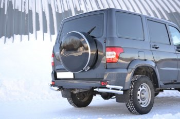 15 349 р. Защита заднего бампера Petroil Tuning (уголки двойные, d63/51)  Уаз Патриот  3163 5-дв. (2014-2016) 1-ый рестайлинг (Нержавеющая полированная сталь)  с доставкой в г. Чебоксары. Увеличить фотографию 2