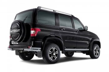 Защита заднего бампера Petroil Tuning (уголки двойные, сталь с полимерным покрытием, d63/51) Уаз Патриот 3163 5-дв. 1-ый рестайлинг (2014-2016) (Черная (шагрень))