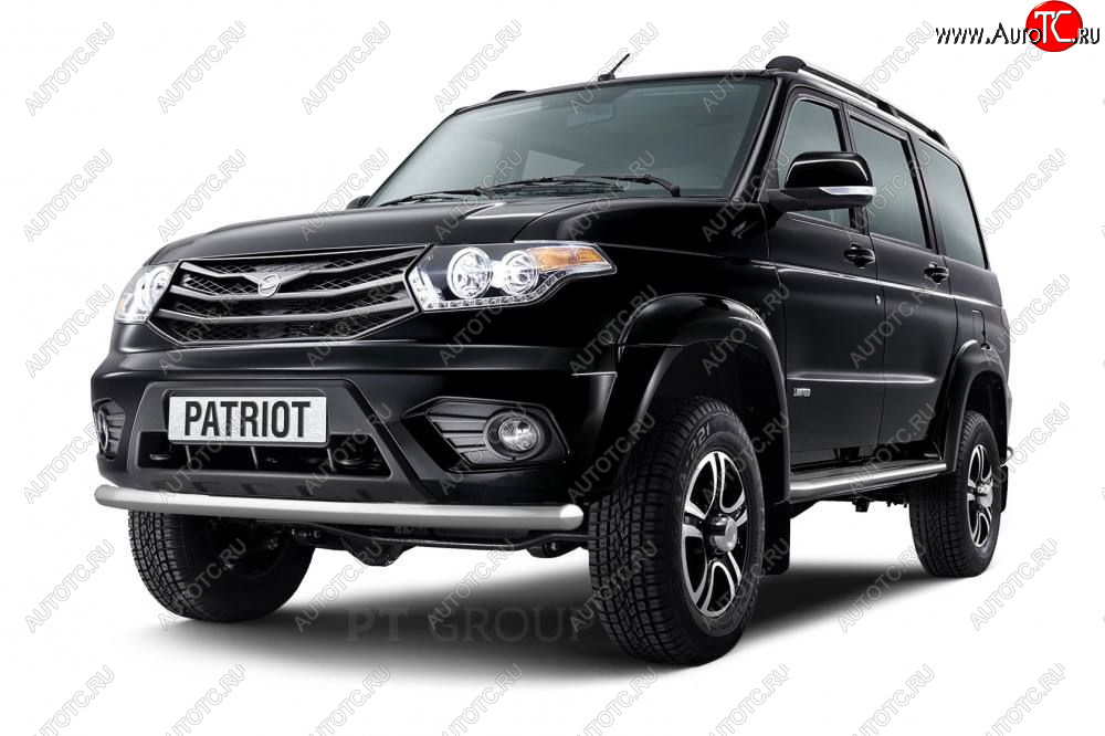 13 699 р. Защита переднего бампера (Ø63 мм) Petroil Tuning  Уаз Патриот ( 3163 5-дв.,  3163 5 дв.) (2014-2025) 1-ый рестайлинг, 2-ой рестайлинг (полированная нержавейка)  с доставкой в г. Чебоксары