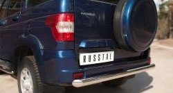 13 249 р. Одинарная защита заднего бампера из трубы диаметром 76 мм SLITKOFF  Уаз Патриот ( 3163 5-дв.,  3163 5 дв.) (2014-2025) 1-ый рестайлинг, 2-ой рестайлинг  с доставкой в г. Чебоксары. Увеличить фотографию 2