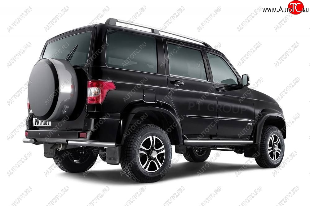 11 999 р. Защита заднего бампера Petroil Tuning (уголки, d63)  Уаз Патриот  23632 (2014-2016) 1 рестайлинг пикап (Нержавеющая полированная сталь)  с доставкой в г. Чебоксары