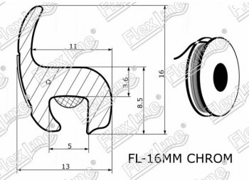 299 р. Универсальный уплотнитель FlexLine (16 mm U-LIP с хром полосой, 1 погонный метр) Haval H7 (2016-2018)  с доставкой в г. Чебоксары. Увеличить фотографию 2