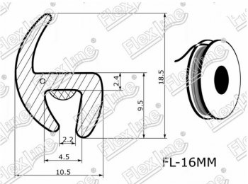 195 р. Универсальный уплотнитель FlexLine (16 mm, 1 погонный метр) Lexus NX200T Z10 (2014-2017)  с доставкой в г. Чебоксары. Увеличить фотографию 2