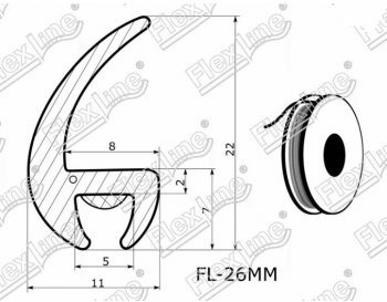 236 р. Универсальный уплотнитель FlexLine (26 mm, 1 погонный метр) Buick Envision рестайлинг (2017-2020)  с доставкой в г. Чебоксары. Увеличить фотографию 2