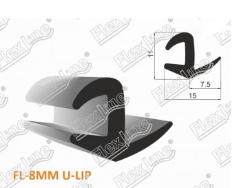 195 р. Универсальный уплотнитель FlexLine (8 mm U-LIP, 1 погонный метр) SSANGYONG Actyon 1 (2006-2010)  с доставкой в г. Чебоксары. Увеличить фотографию 2