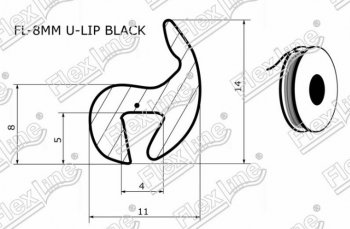 195 р. Универсальный уплотнитель FlexLine (жесткий профиль 8 mm U-LIP, 1 погонный метр) Buick Envision рестайлинг (2017-2020)  с доставкой в г. Чебоксары. Увеличить фотографию 2