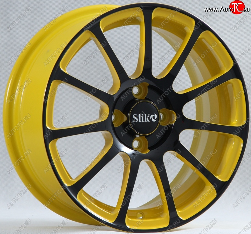 15 599 р. Кованый диск Slik Classik 6.5x15 (Желтый глянец с черной лицевой поверхностью)   (Цвет: Желтый глянец с черной лицевой поверхностью)  с доставкой в г. Чебоксары