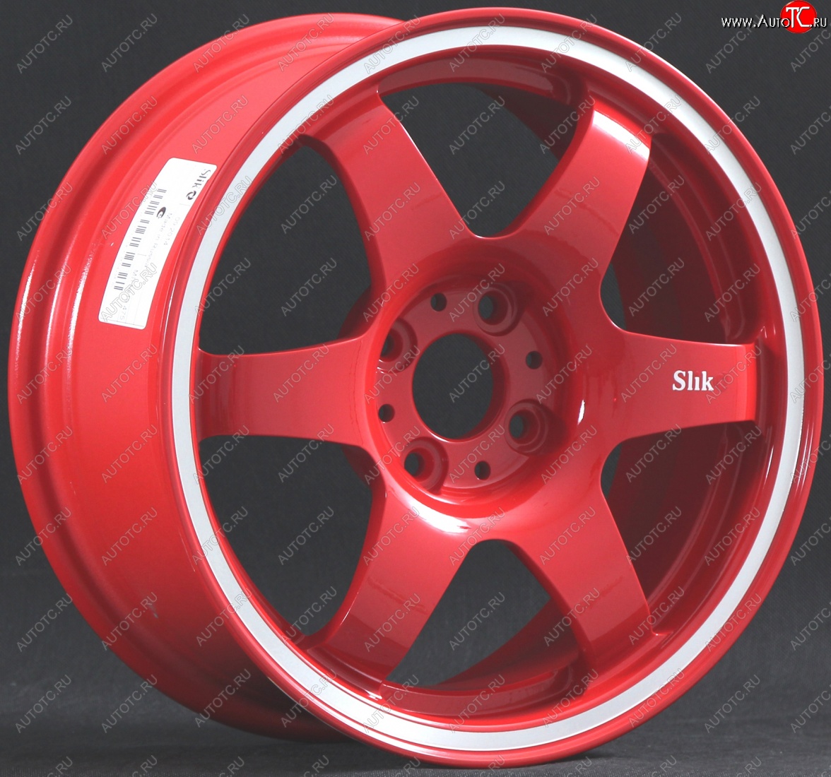 7 899 р. Кованый диск Slik Classik 6x15,5 (Красный с полированым ободом) 6.5x15/4-5x98-120 D54.1-72.6   (Цвет: Красный с полированным ободом)  с доставкой в г. Чебоксары