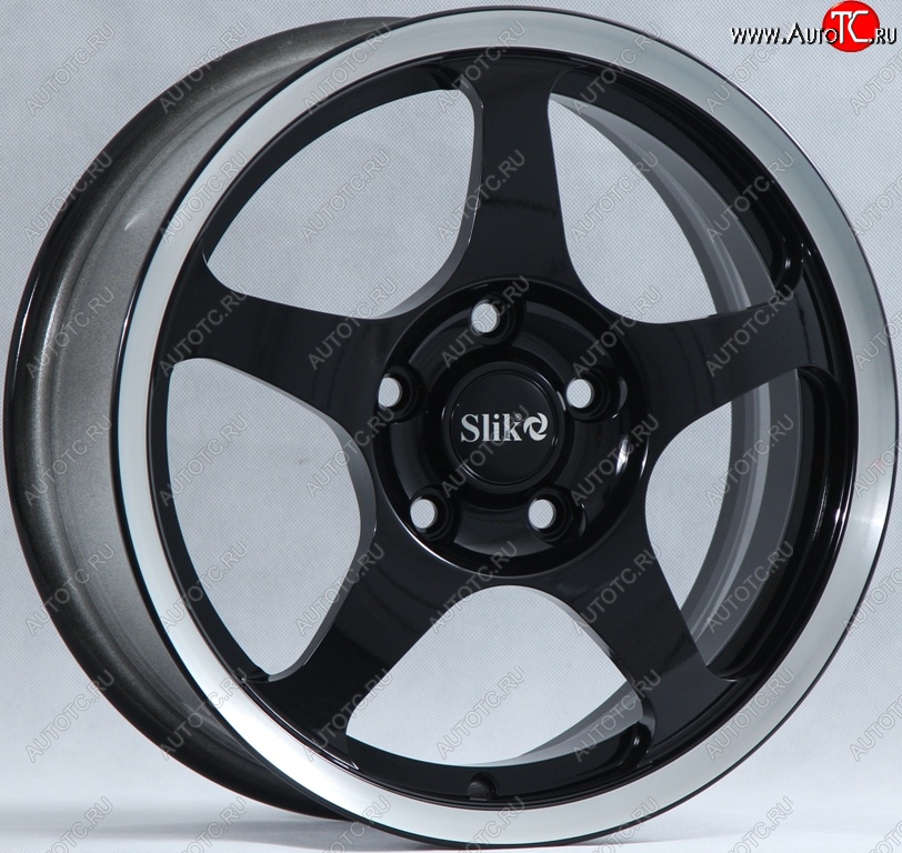 10 999 р. Кованый диск Slik classik R16x6.5 Черный глянцевый с полированым ободом (BKL) 6.5x16   (Цвет: BKL)  с доставкой в г. Чебоксары